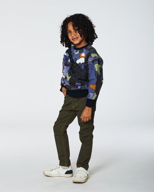 Shop Deux Par Deux Little Boy's Printed Camo Fleece Sweatshirt With Bag In Anthracite