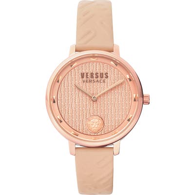 Versus Versace La Villette Leather Strap Watch,