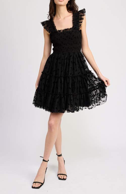 Shop En Saison Casey Ruffle Tiered Minidress In Black