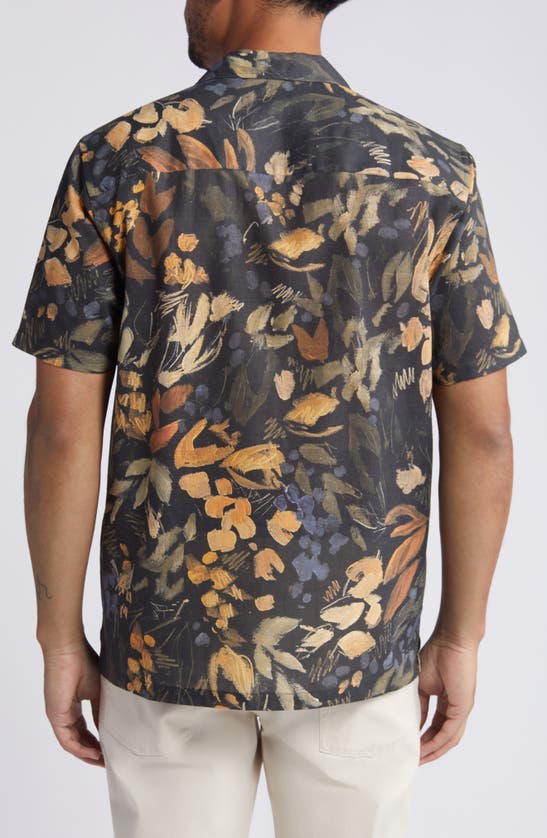 Shop Ted Baker Moselle Floral Linen & Cotton Camp Shirt In Black Multi