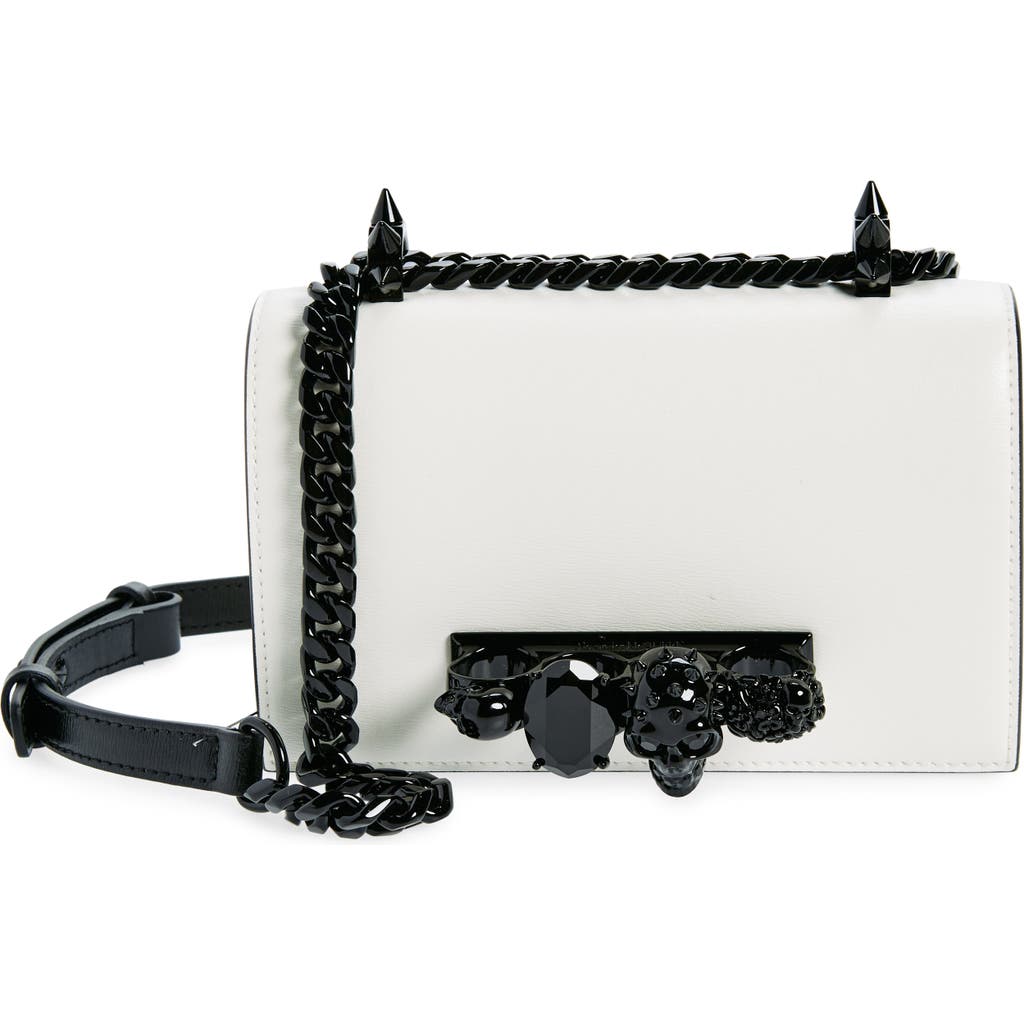 Alexander Mcqueen Mini Jeweled Leather Satchel In Soft Ivory