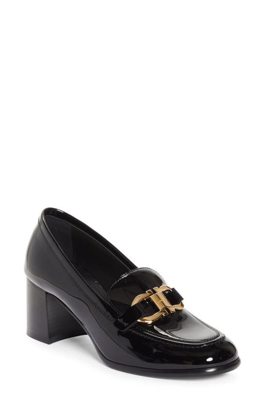 Shop Ferragamo Marlena Patent Loafer Pump In Black Patent