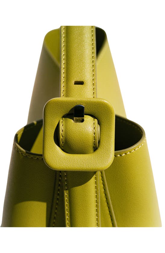 Shop Mango Buckle Detail Faux Leather Shopper In Lime