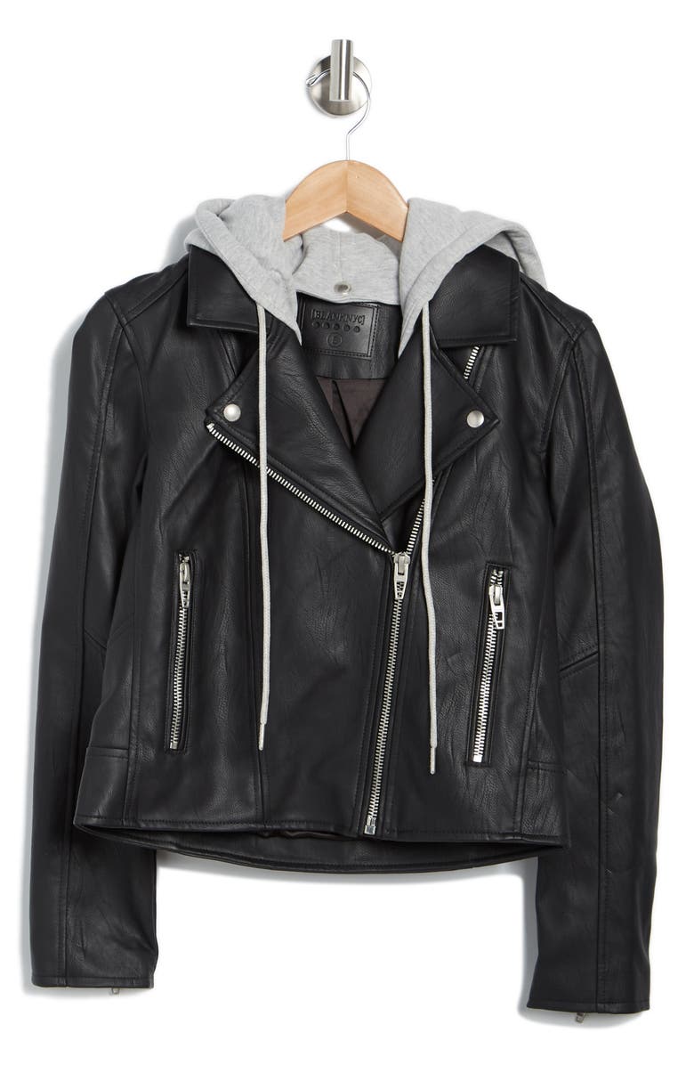 BLANKNYC Faux Leather Hooded Crop Moto Jacket | Nordstromrack