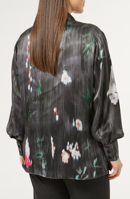 MARINA RINALDI MARINA RINALDI TAMIGI ABSTRACT FLORAL PRINT SILK BUTTON-UP SHIRT 