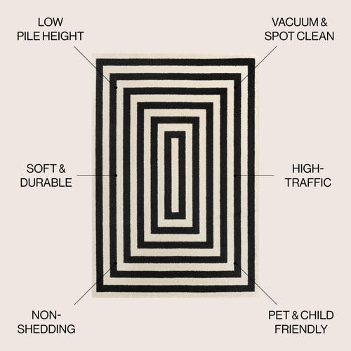 Jonathan Y Bandol Modern Classic Mitre Stripe Area Rug In Black/ivory