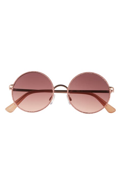 Oversize Glitter Metal Round Sunglasses