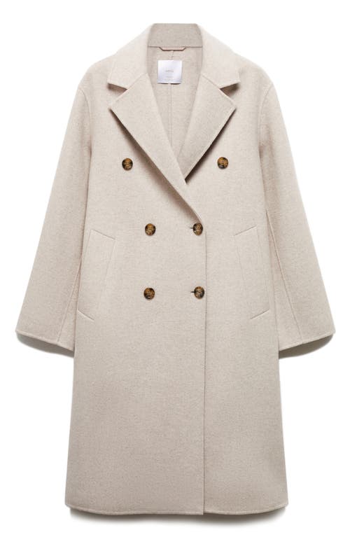 Mango Oversize Wool Blend Coat In Light Beige/pastel Grey