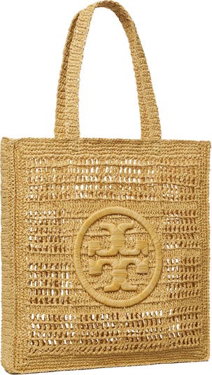 Shop Tory Burch Ella Raffia Crochet Floral Tote