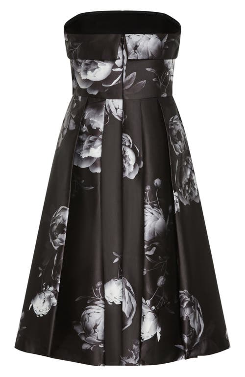 Shop City Chic Tiffany Bloom Strapless Dress In Black Bloom