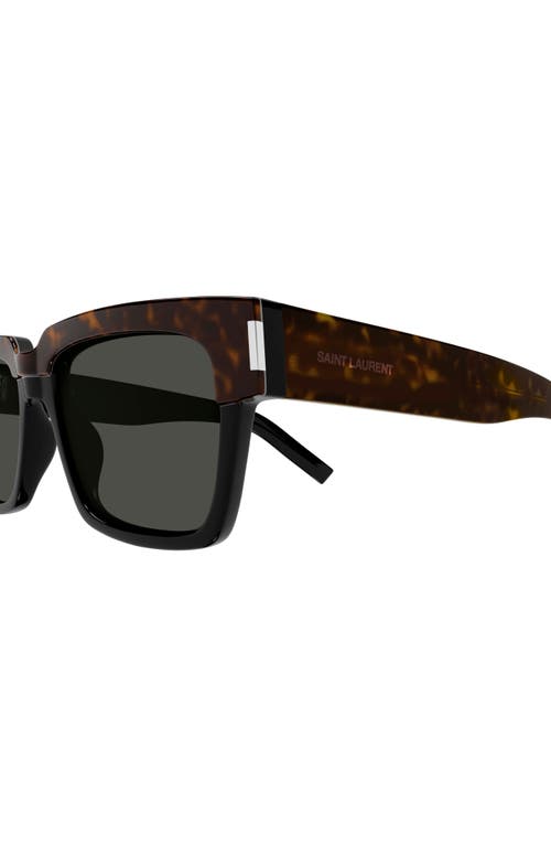 Shop Saint Laurent Vadim 54mm Rectangular Sunglasses In Havana