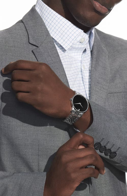 Movado Museum Classic Quartz Black Dial Mens Watch 0607533 In Silver/black/silver