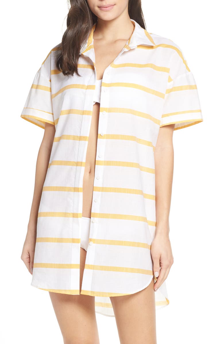 RED CARTER Cover-Up Shirt Dress, Main, color, AMBER