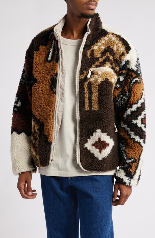 Shop Obey Moroccan Rug Fleece Jacket In Brown Multi