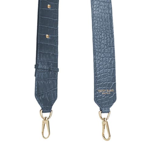 Shop Teddy Blake Croco Leather Wide Strap In Blue