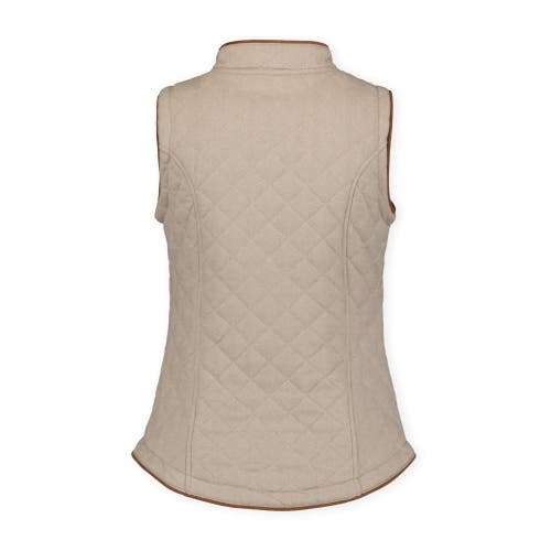 Hope & Henry Quilted Riding Vest In Taupe Herringbone