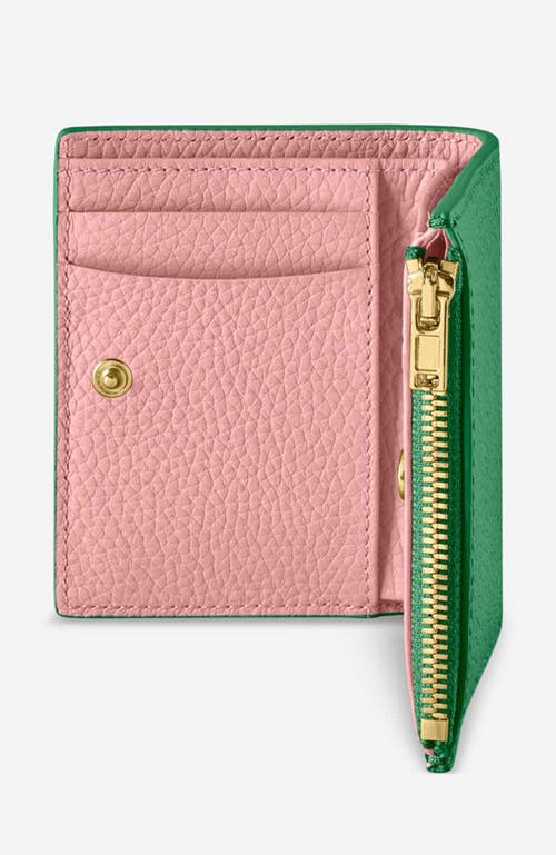 Maison De Sabre Maison De Sabré Small Leather Bifold Wallet In Emerald Lily
