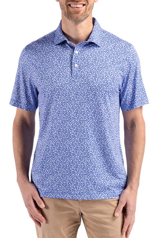 Cutter & Buck Pike Eco Flora Print Recycled Mens Polo In Blue