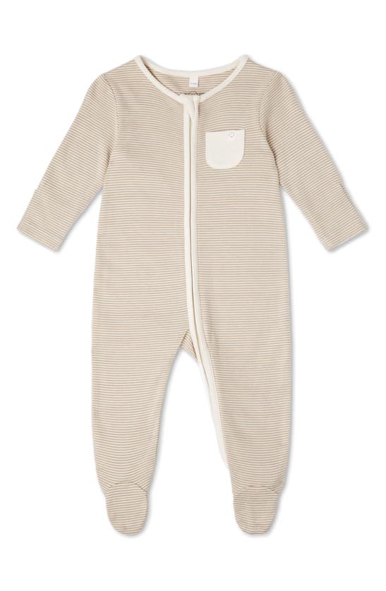 MORI MORI CLEVER STRIPE ZIP FITTED ONE-PIECE PAJAMAS