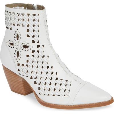 Matisse Bello Woven Pointy Toe Bootie, White