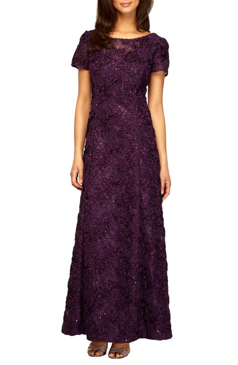 Embellished Lace A-Line Evening Gown