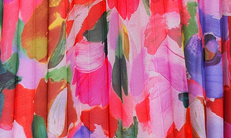 BETSY & ADAM BETSY & ADAM PLEATED LONG SLEEVE MAXI DRESS
