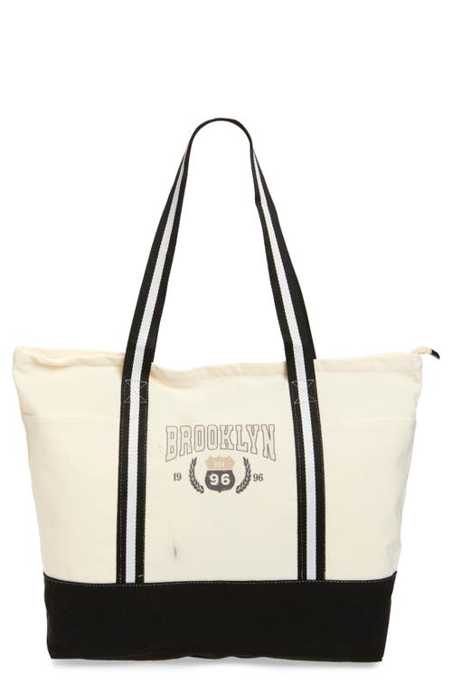 Shop Bp. Graphic Canvas Tote Back In Black- Brooklyn