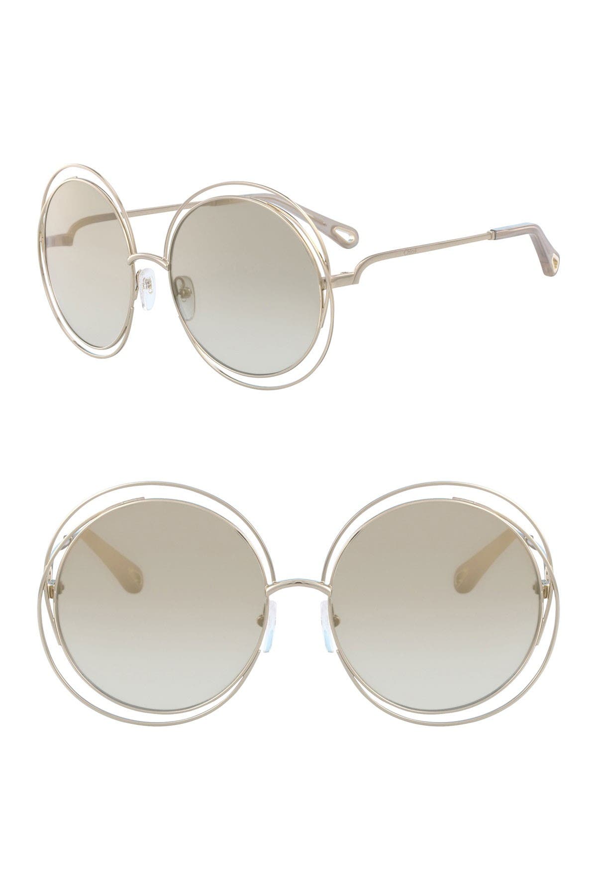 chloe 62mm vented round sunglasses