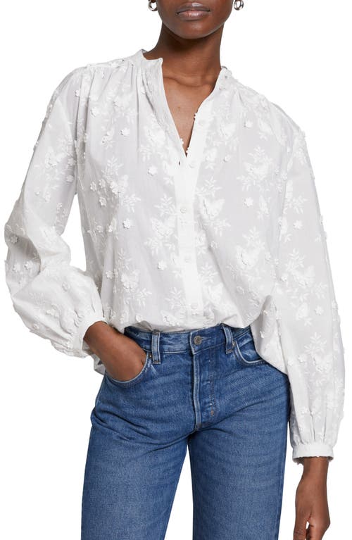 & Other Stories Floral Appliqué Cotton Button-Up Blouse in White W Emb