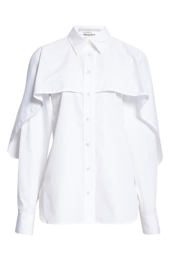 Shop Stella Mccartney Long Sleeve Cotton Cape Shirt In Pure White