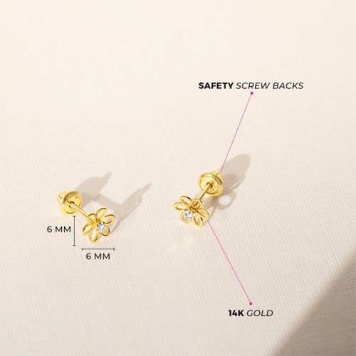 In Season Jewelry 14k Jeweled Open Flower Earrings In Gold