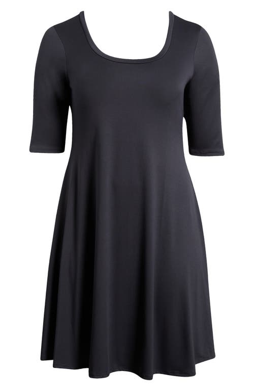 24seven Comfort Apparel Scoop Neck Jersey Dress In Charcoal