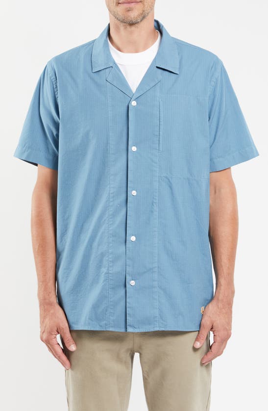 Shop Armor-lux Comfort Cotton Camp Shirt In Bleu