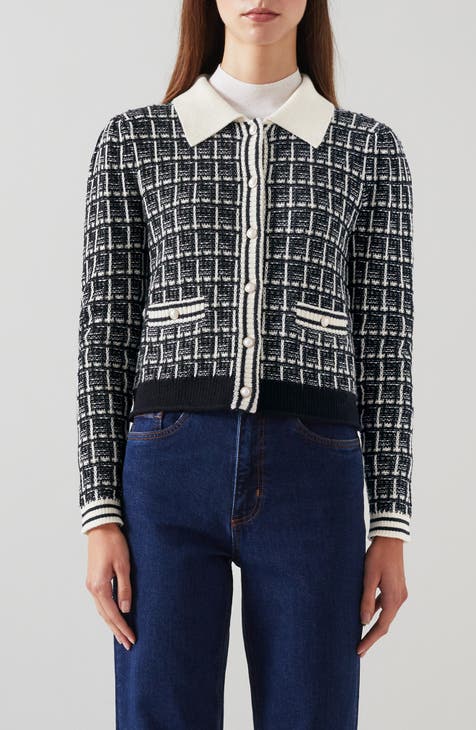 Cardigan LK Bennett Noir - Avec Ornements Bijoux Au Col - Taille L (Occasion Très Bon état)