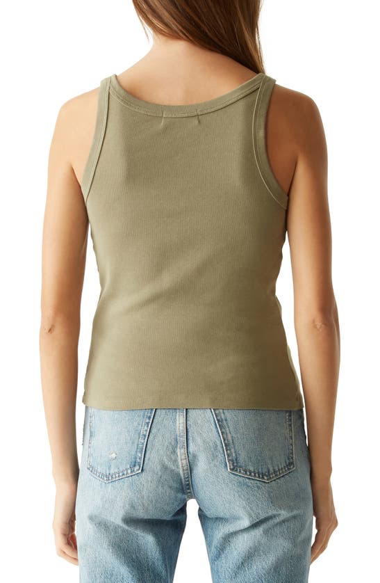 Shop Michael Stars Cassie Binded Cotton Tank In Olive