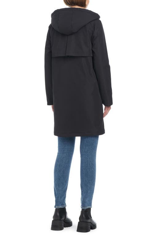 Shop Kate Spade New York Water Resistant Raincoat With Removable Hood In Black