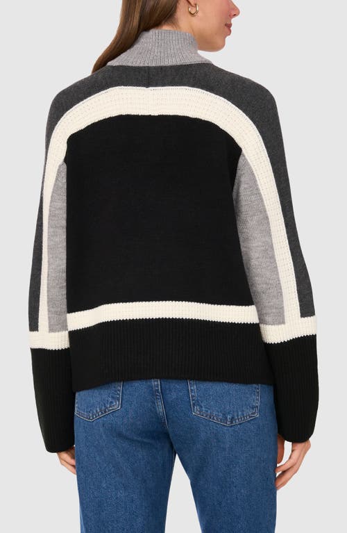 Shop Halogenr Halogen(r) Colorblock Mock Neck Sweater In Rich Black