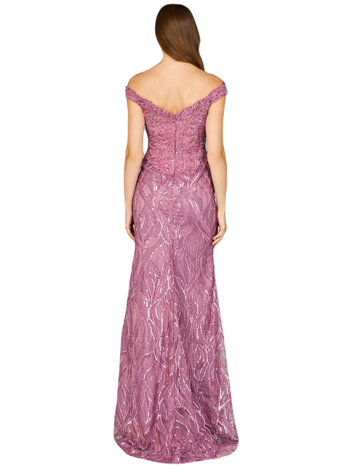 Lara New York Off Shoulder, Mermaid Lace Gown In Rose