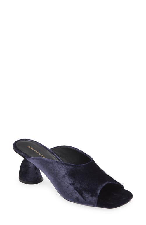 Shop Dries Van Noten Velvet Mule In Navy