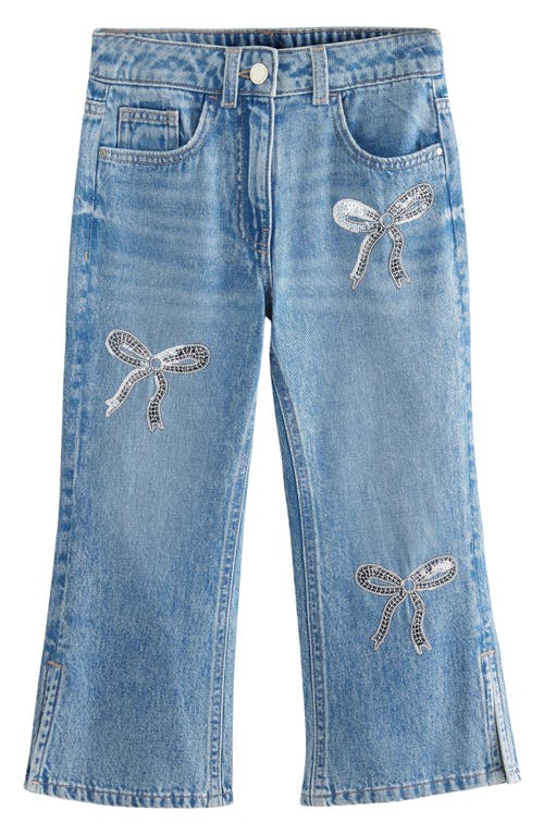 NEXT Kids' Bow Sequin Embellished Skinny Jeans in Blue 