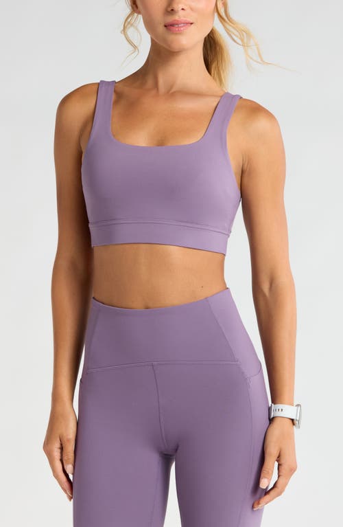 Shop Zella Luxe Lite Squared Up Sports Bra In Purple Montana