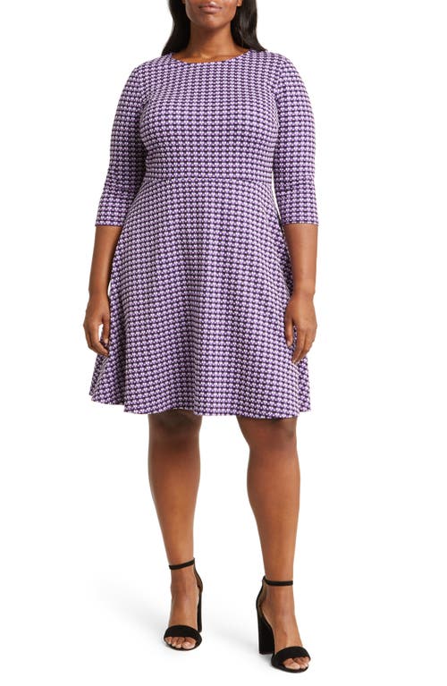 Leota Katherine Fit & Flare Dress in Cty Lgts Jcqrd Pur Mlt