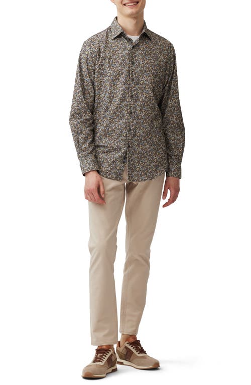 Shop Rodd & Gunn Pakington Floral Cotton Corduroy Shirt In Elderberry