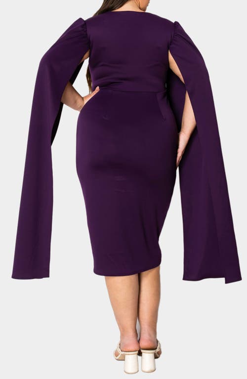 L I V D Naomi Cape Sleeve Midi Dress In Eggplant