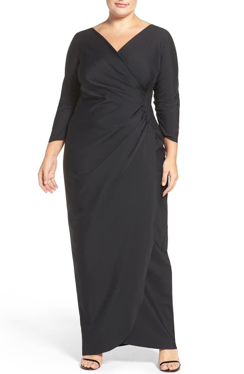 Alex Evenings Embellished Side Ruched Jersey Gown (Plus Size) | Nordstrom