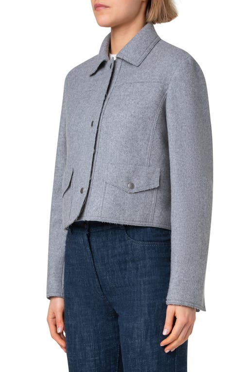 Shop Akris Punto Felted Wool Blend Short Jacket In Titan