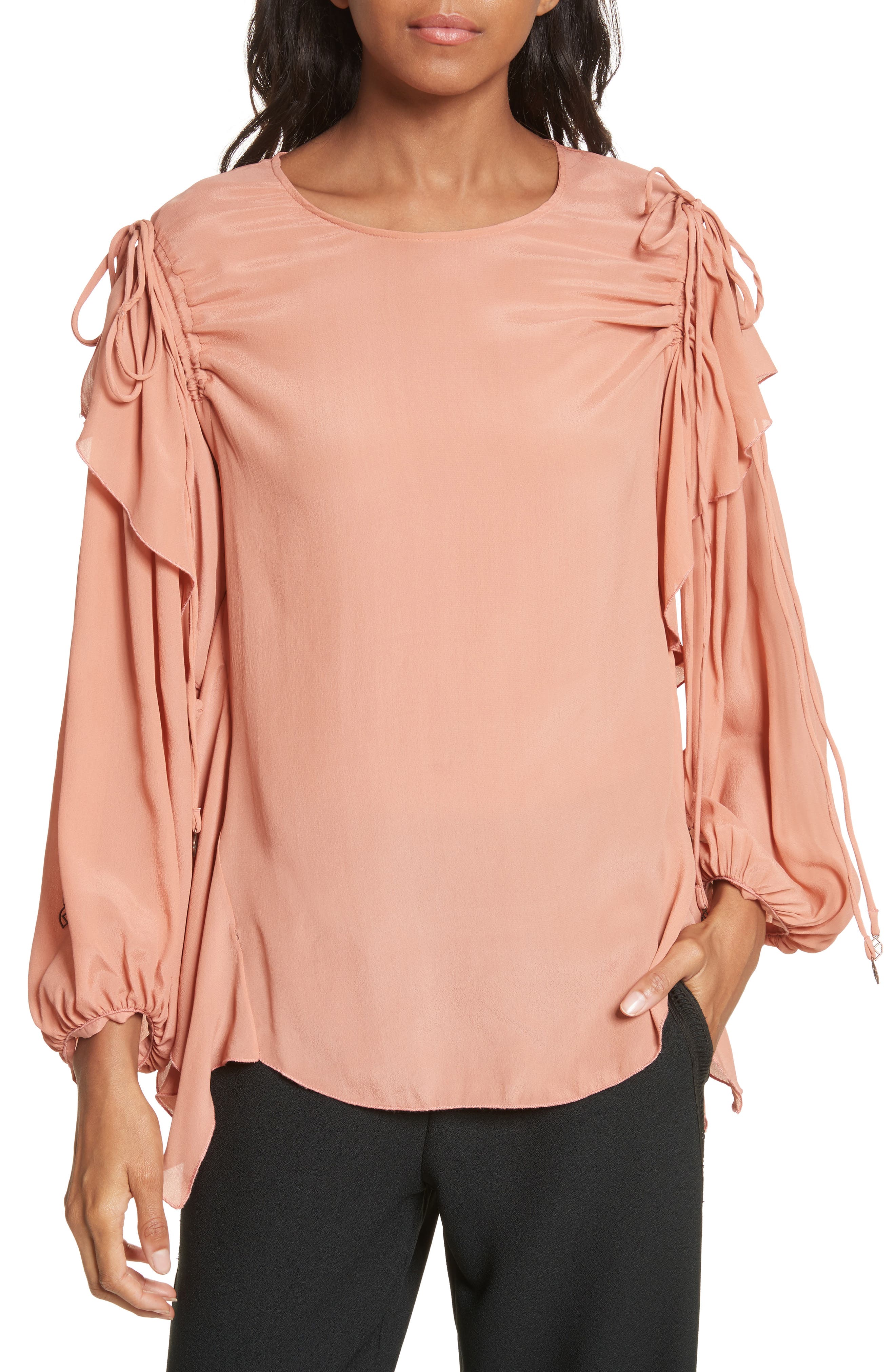 ruffle balloon sleeve top