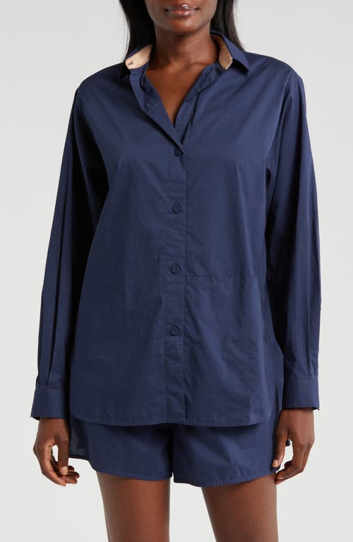 Lunya Airy Cotton & Silk Curve Hem Short Pajamas Deep Blue at Nordstrom,