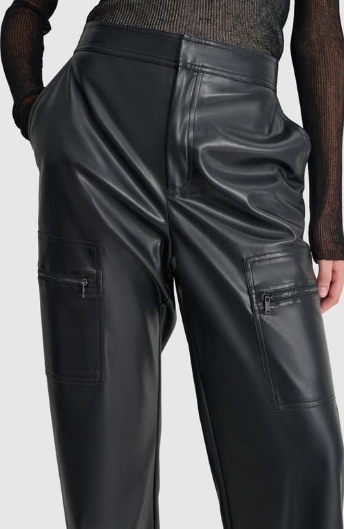 Shop Dkny Faux Leather Cargo Pants In Black