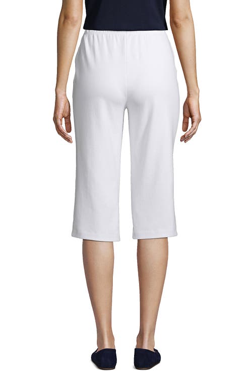 Lands' End Tall Sport Knit High Rise Elastic Waist Capri Pants In White